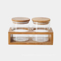 650ml coffee tea dry herb food grade kitchen glass jar container with bamboo lid GSJ-18B